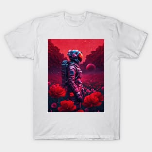 Red Odyssey: An Astronaut's Tranquil Moment T-Shirt